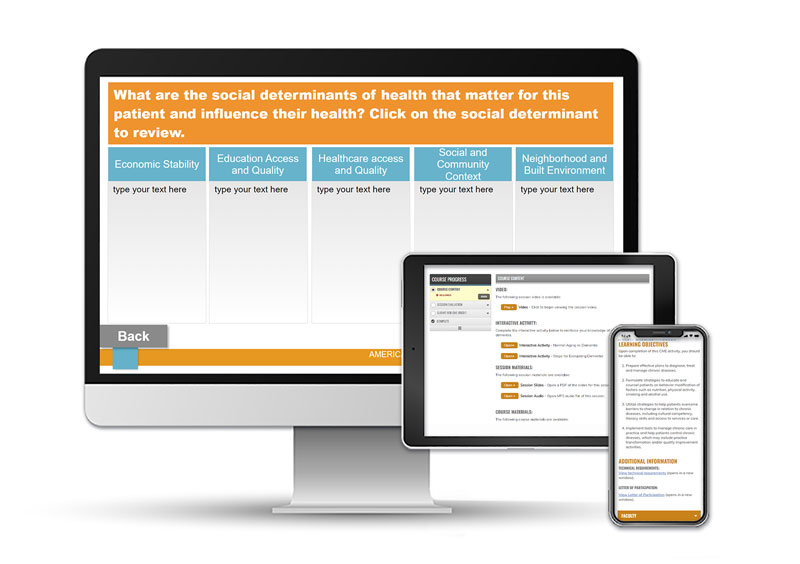 Care of Chronic Conditions education on multiple screens